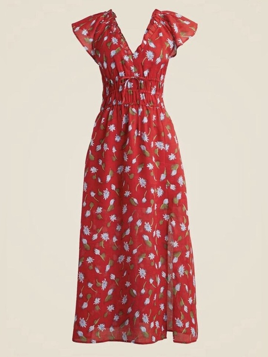 J. Crew Dresses & Skirts - NWT J.Crew red floral Palermo Dress in Ramie (M)